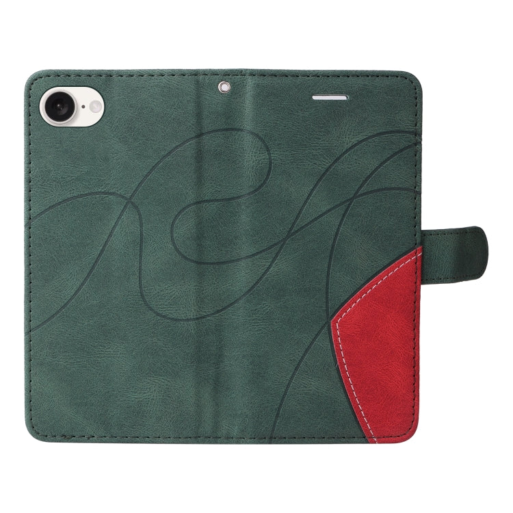 For iPhone 17e / 16e Dual-color Splicing Flip Leather Phone Case