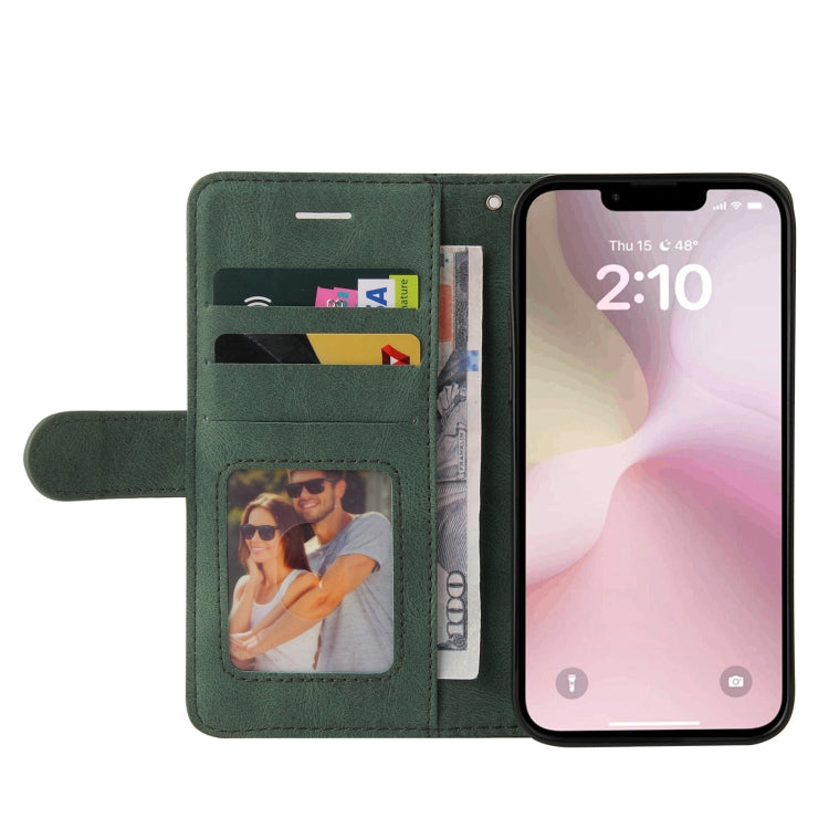 For iPhone 17e / 16e Dual-color Splicing Flip Leather Phone Case