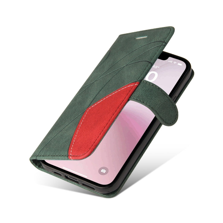 For iPhone 17e / 16e Dual-color Splicing Flip Leather Phone Case
