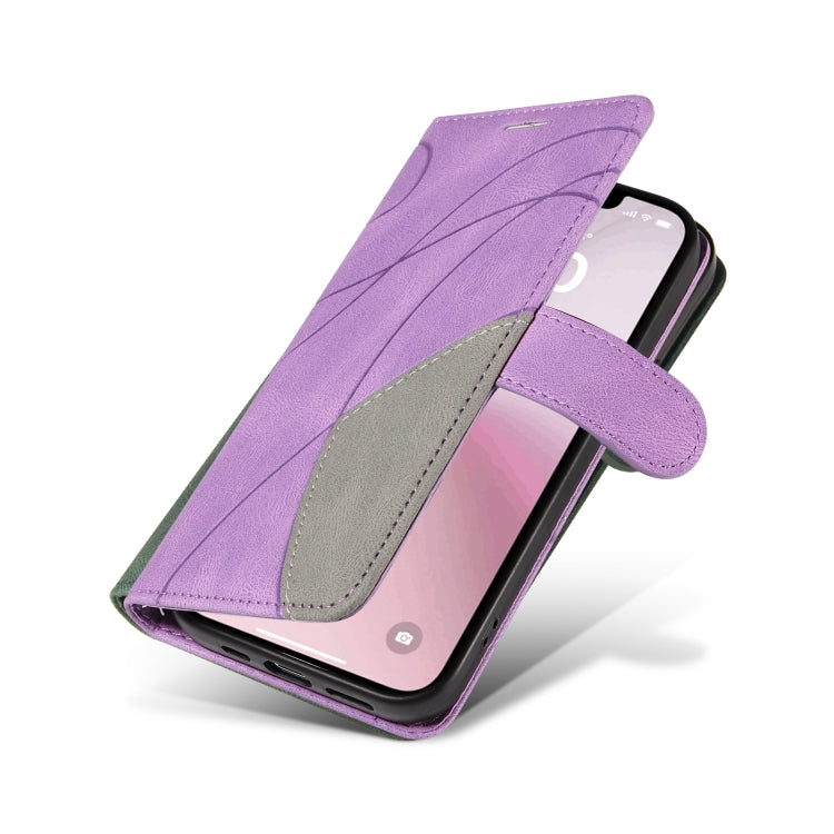For iPhone 17e / 16e Dual-color Splicing Flip Leather Phone Case