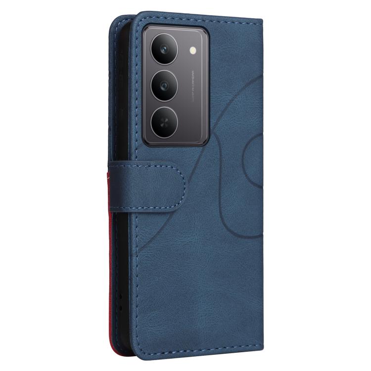 For Realme 14x 5G Dual-color Splicing Flip Leather Phone Case
