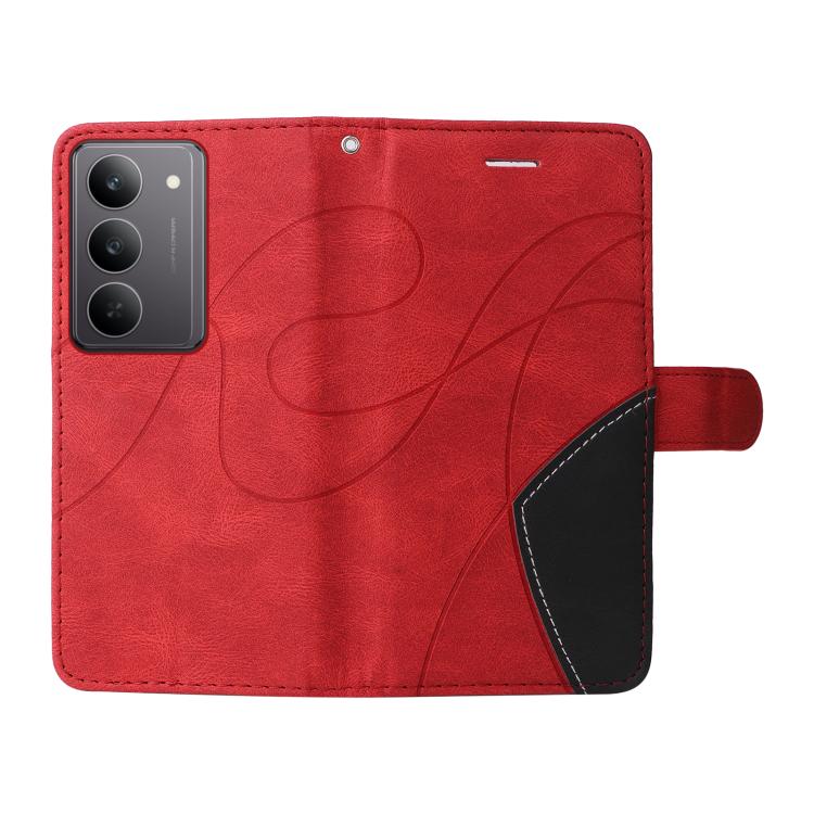 For Realme 14x 5G Dual-color Splicing Flip Leather Phone Case