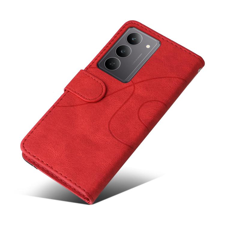 For Realme 14x 5G Dual-color Splicing Flip Leather Phone Case