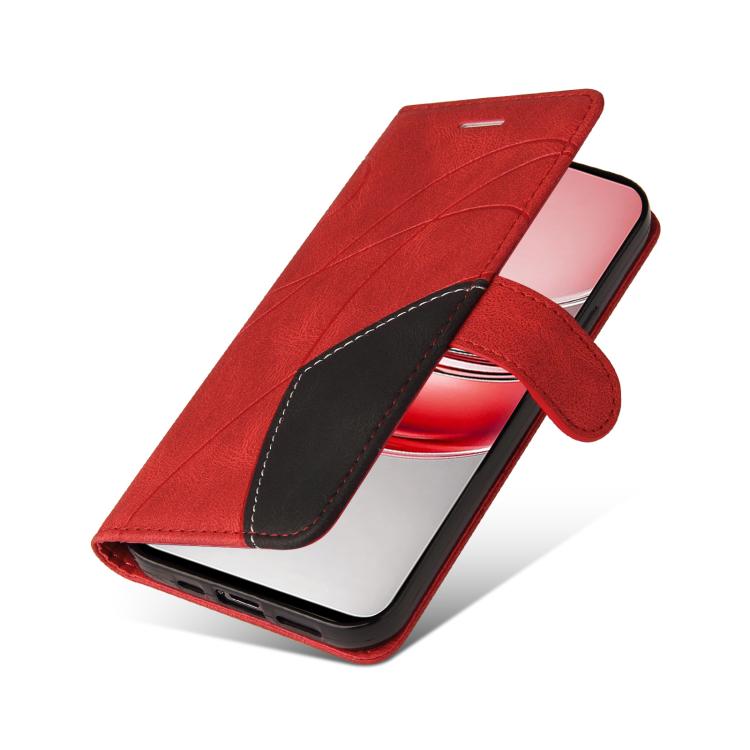 For Realme 14x 5G Dual-color Splicing Flip Leather Phone Case