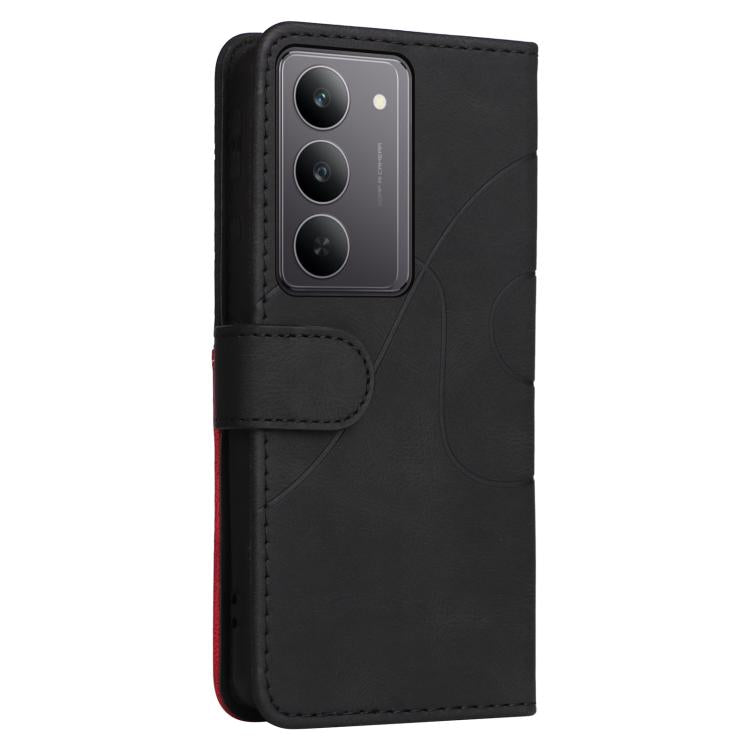 For Realme 14x 5G Dual-color Splicing Flip Leather Phone Case