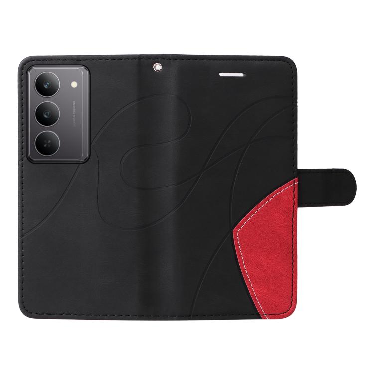 For Realme 14x 5G Dual-color Splicing Flip Leather Phone Case