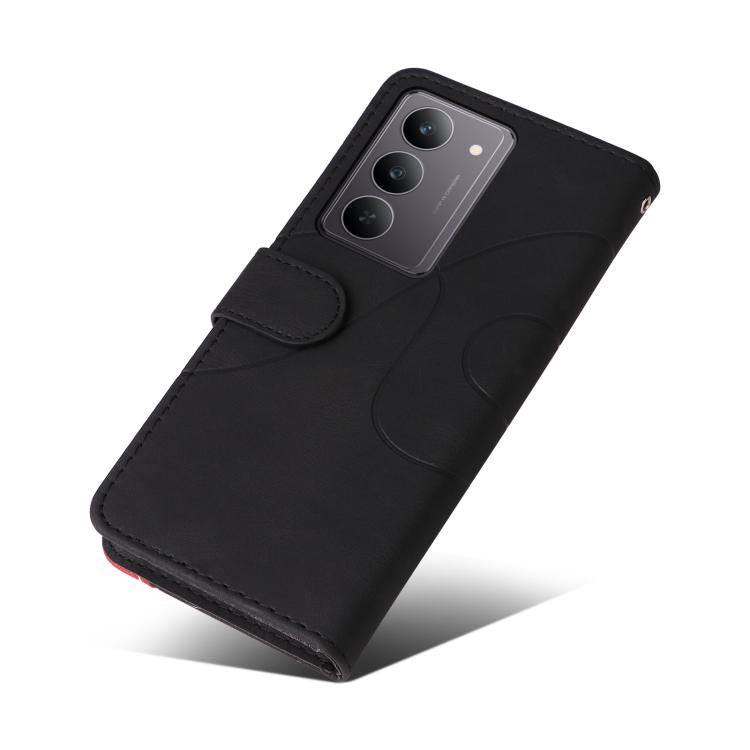 For Realme 14x 5G Dual-color Splicing Flip Leather Phone Case