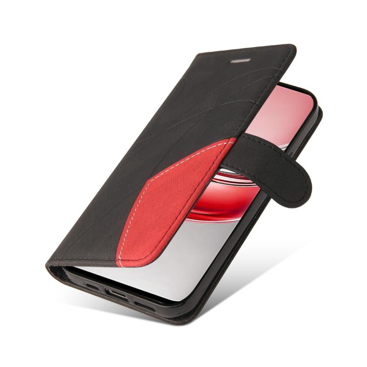 For Realme 14x 5G Dual-color Splicing Flip Leather Phone Case