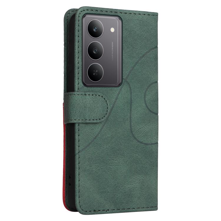 For Realme 14x 5G Dual-color Splicing Flip Leather Phone Case