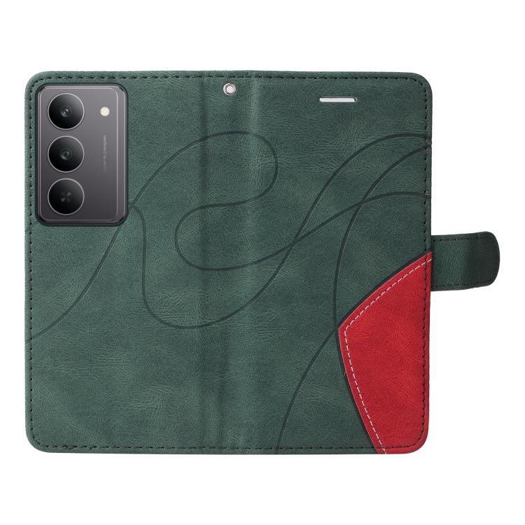 For Realme 14x 5G Dual-color Splicing Flip Leather Phone Case