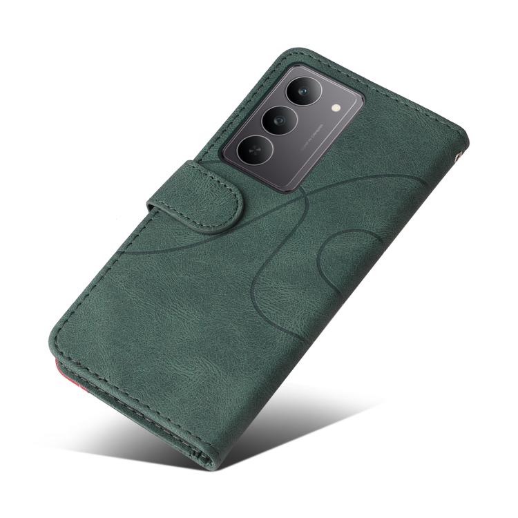 For Realme 14x 5G Dual-color Splicing Flip Leather Phone Case