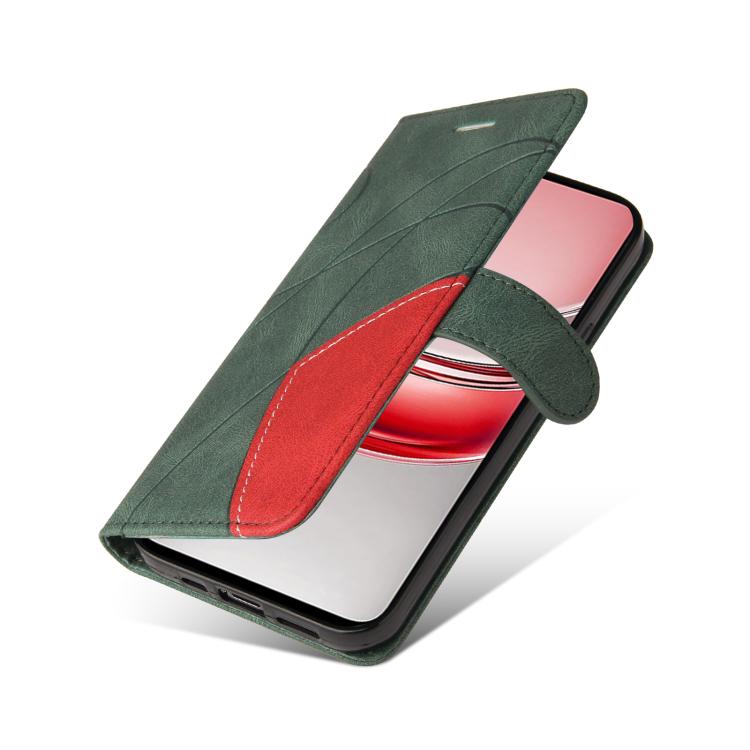 For Realme 14x 5G Dual-color Splicing Flip Leather Phone Case