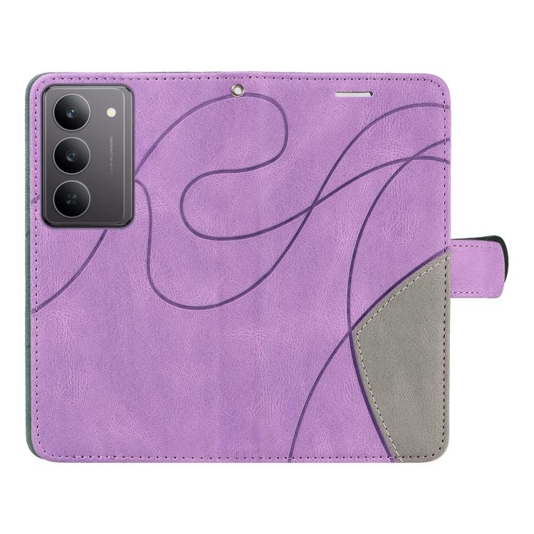 For Realme 14x 5G Dual-color Splicing Flip Leather Phone Case