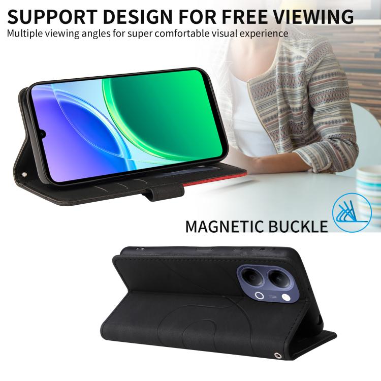 For vivo Y05 4G / Y21 5G 2026 Global Dual-color Splicing Flip Leather Phone Case