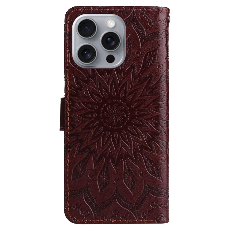 For iPhone 16 Pro Max Embossed Sunflower Pattern Flip Leather Phone Case