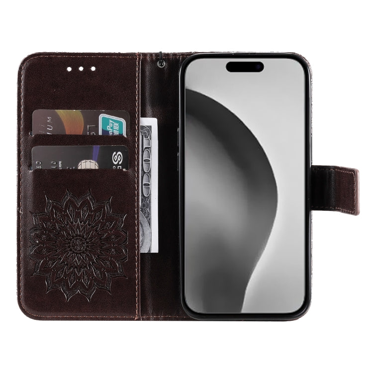 For iPhone 16 Pro Max Embossed Sunflower Pattern Flip Leather Phone Case
