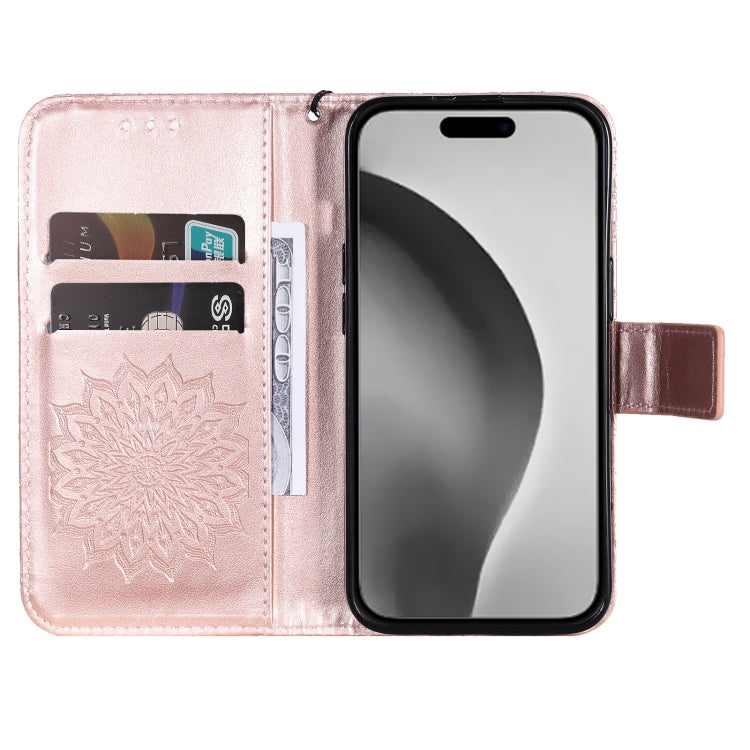 For iPhone 16 Pro Max Embossed Sunflower Pattern Flip Leather Phone Case