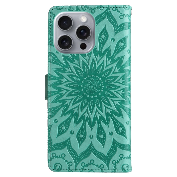 For iPhone 16 Pro Max Embossed Sunflower Pattern Flip Leather Phone Case
