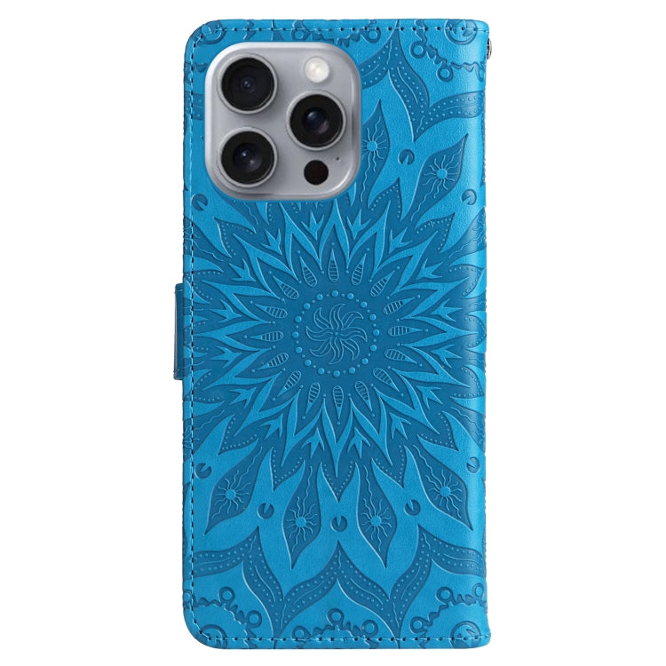 For iPhone 16 Pro Max Embossed Sunflower Pattern Flip Leather Phone Case