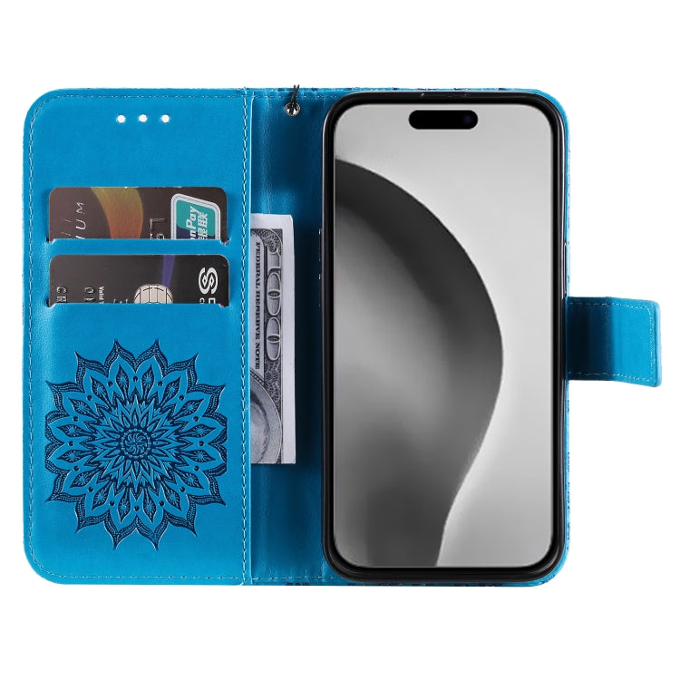 For iPhone 16 Pro Max Embossed Sunflower Pattern Flip Leather Phone Case