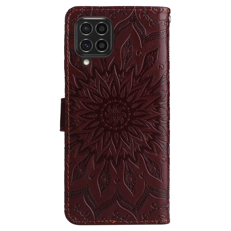 For Samsung Galaxy M62 / F62 Embossed Sunflower Pattern Flip Leather Phone Case