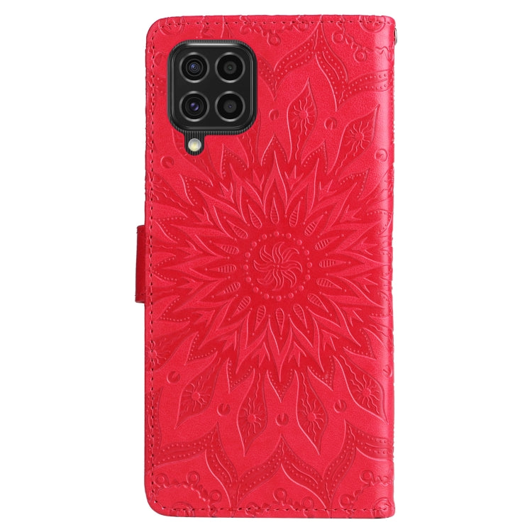 For Samsung Galaxy M62 / F62 Embossed Sunflower Pattern Flip Leather Phone Case