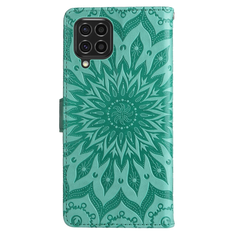 For Samsung Galaxy M62 / F62 Embossed Sunflower Pattern Flip Leather Phone Case
