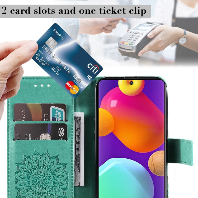 For Samsung Galaxy M62 / F62 Embossed Sunflower Pattern Flip Leather Phone Case
