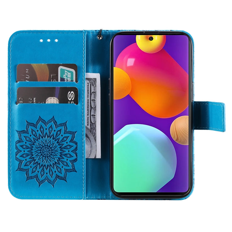 For Samsung Galaxy M62 / F62 Embossed Sunflower Pattern Flip Leather Phone Case