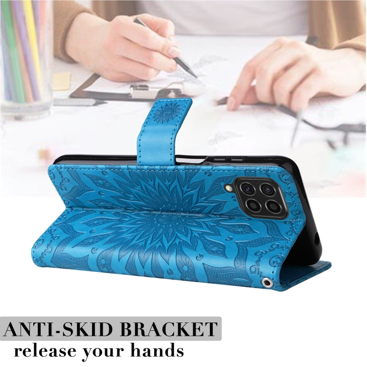 For Samsung Galaxy M62 / F62 Embossed Sunflower Pattern Flip Leather Phone Case