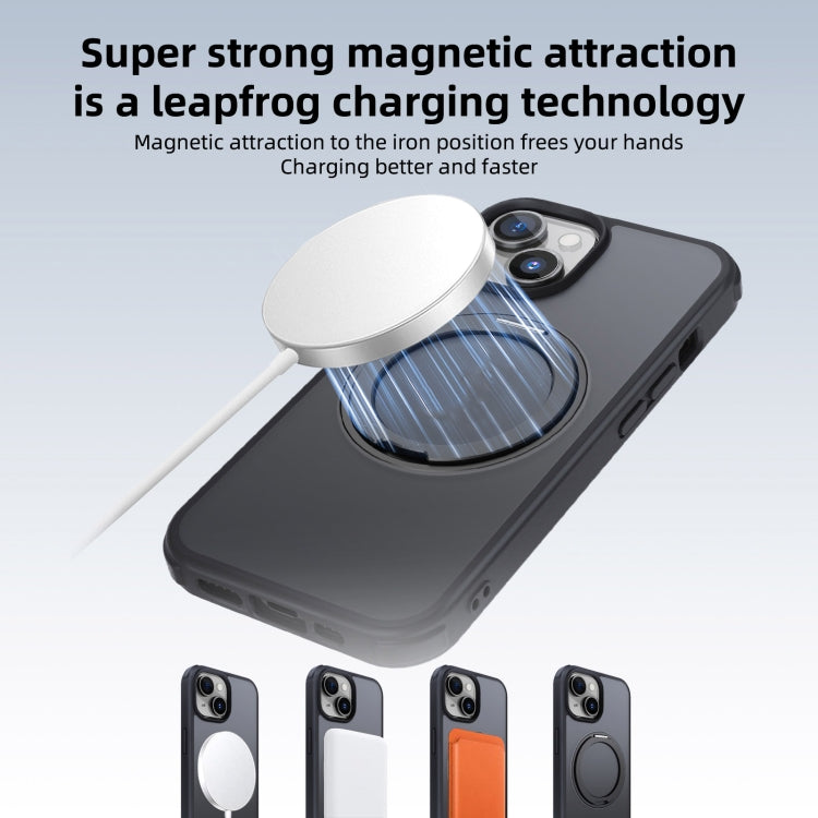 For iPhone 15 MagSafe Holder PC Hybrid TPU Phone Case