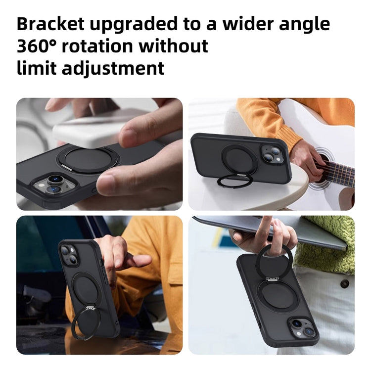 For iPhone 15 MagSafe Holder PC Hybrid TPU Phone Case
