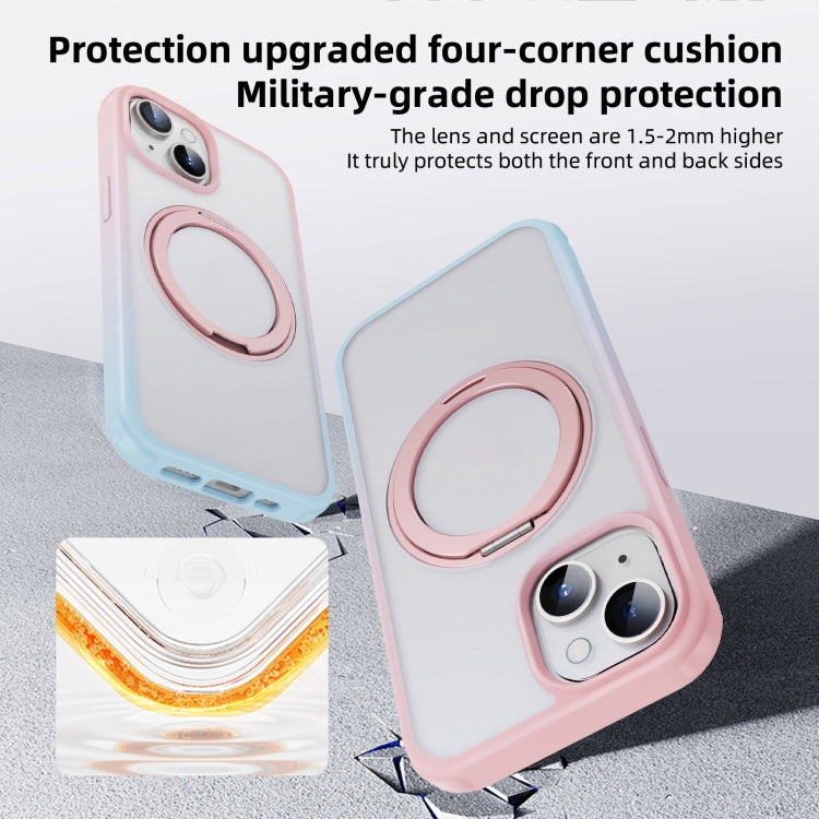 For iPhone 15 Plus MagSafe Holder PC Hybrid TPU Phone Case