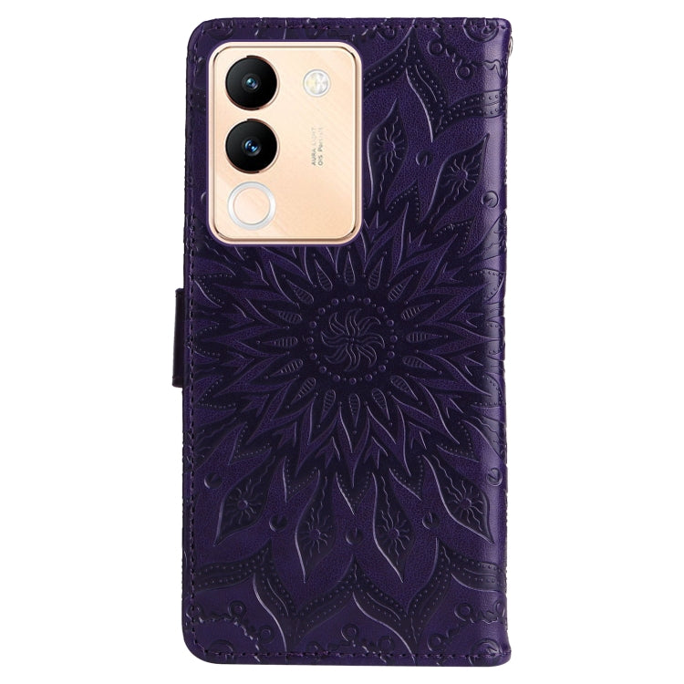 For vivo V29e Global / Y200 5G Global Embossed Sunflower Pattern Flip Leather Phone Case