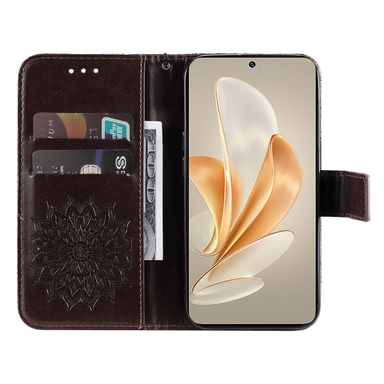 For vivo V29e Global / Y200 5G Global Embossed Sunflower Pattern Flip Leather Phone Case