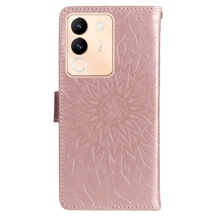 For vivo V29e Global / Y200 5G Global Embossed Sunflower Pattern Flip Leather Phone Case