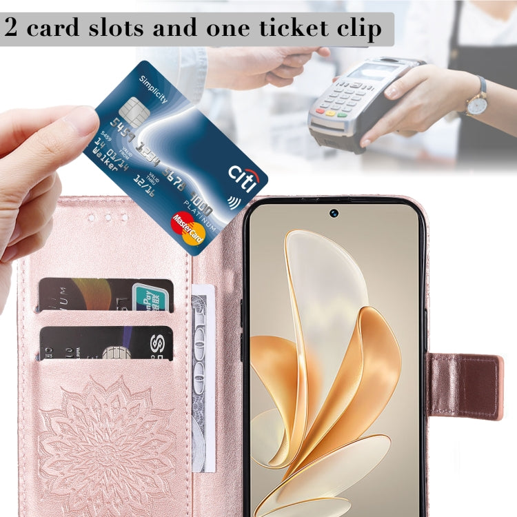For vivo V29e Global / Y200 5G Global Embossed Sunflower Pattern Flip Leather Phone Case