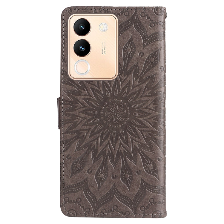 For vivo V29e Global / Y200 5G Global Embossed Sunflower Pattern Flip Leather Phone Case