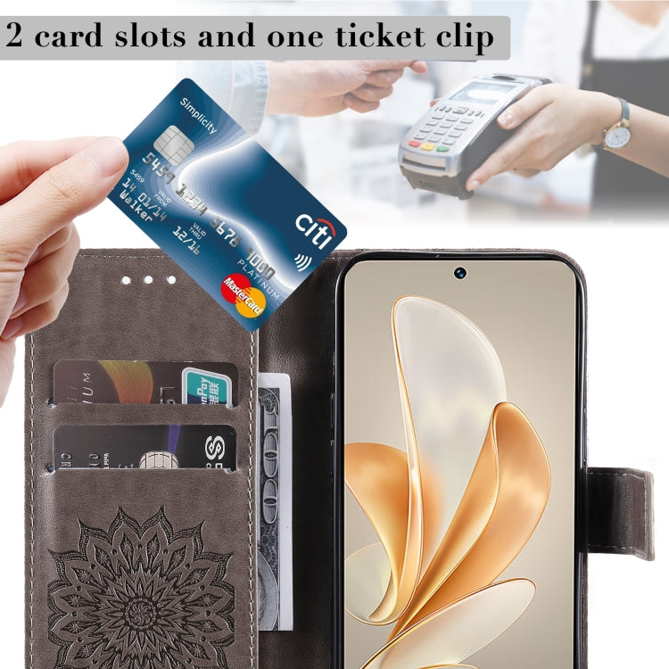 For vivo V29e Global / Y200 5G Global Embossed Sunflower Pattern Flip Leather Phone Case