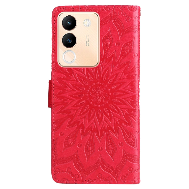 For vivo V29e Global / Y200 5G Global Embossed Sunflower Pattern Flip Leather Phone Case