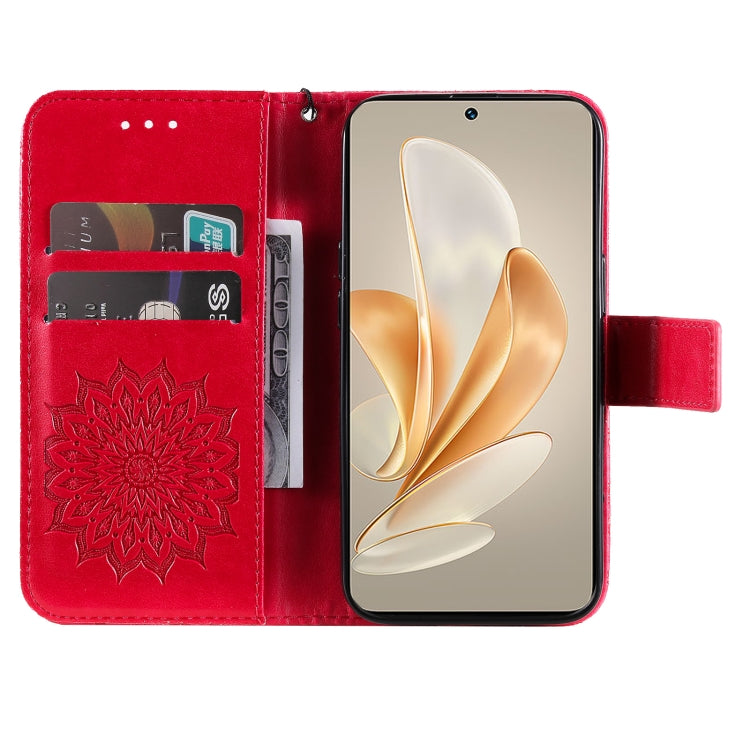 For vivo V29e Global / Y200 5G Global Embossed Sunflower Pattern Flip Leather Phone Case