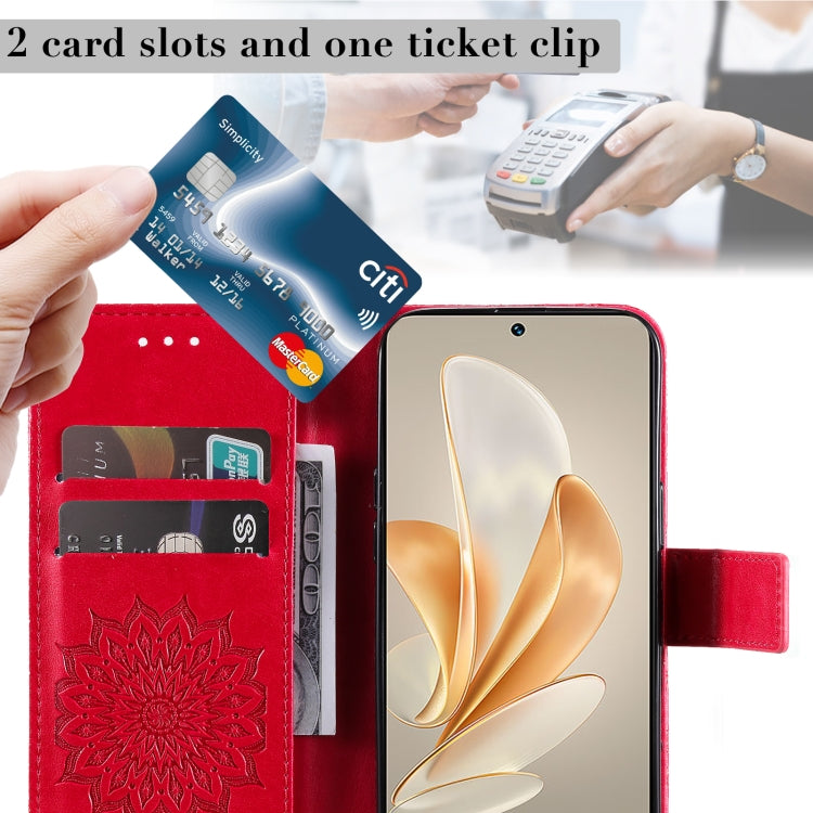 For vivo V29e Global / Y200 5G Global Embossed Sunflower Pattern Flip Leather Phone Case