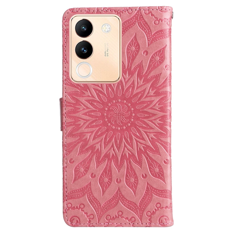 For vivo V29e Global / Y200 5G Global Embossed Sunflower Pattern Flip Leather Phone Case
