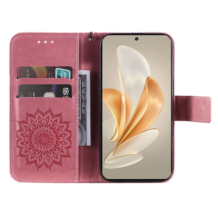 For vivo V29e Global / Y200 5G Global Embossed Sunflower Pattern Flip Leather Phone Case