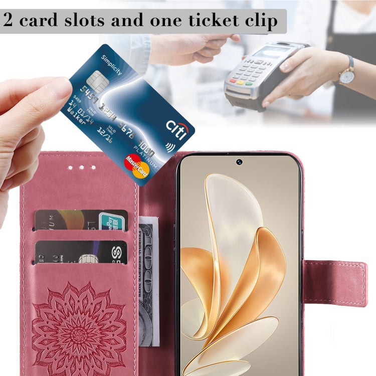 For vivo V29e Global / Y200 5G Global Embossed Sunflower Pattern Flip Leather Phone Case