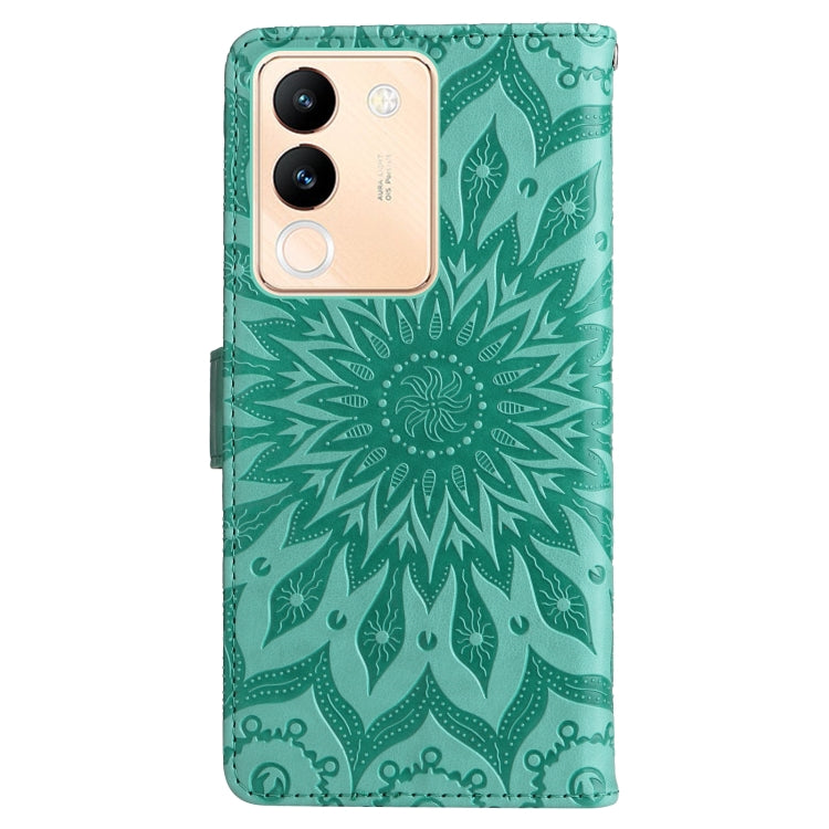 For vivo V29e Global / Y200 5G Global Embossed Sunflower Pattern Flip Leather Phone Case