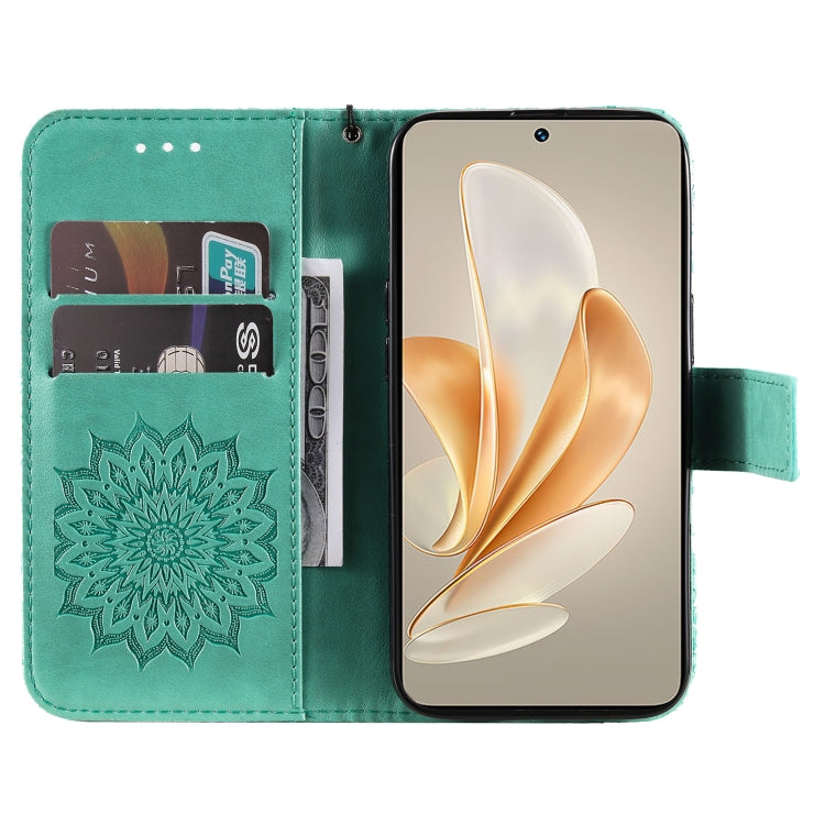 For vivo V29e Global / Y200 5G Global Embossed Sunflower Pattern Flip Leather Phone Case