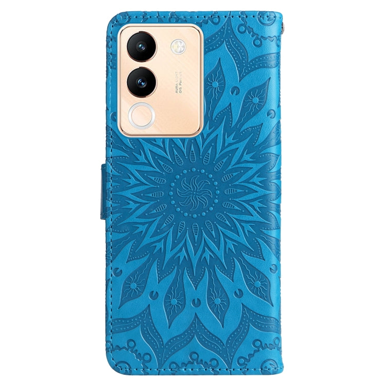 For vivo V29e Global / Y200 5G Global Embossed Sunflower Pattern Flip Leather Phone Case
