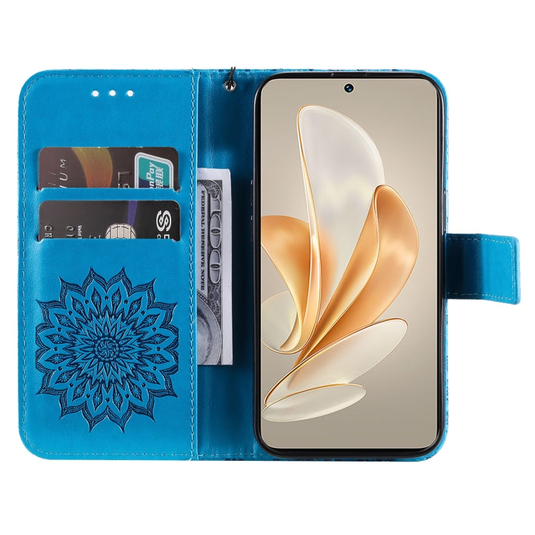 For vivo V29e Global / Y200 5G Global Embossed Sunflower Pattern Flip Leather Phone Case
