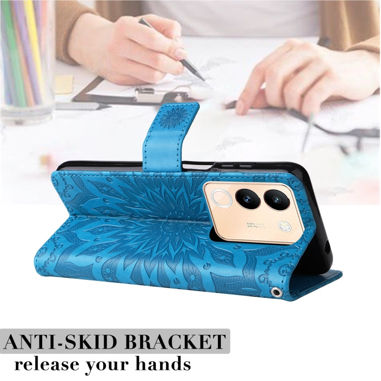 For vivo V29e Global / Y200 5G Global Embossed Sunflower Pattern Flip Leather Phone Case